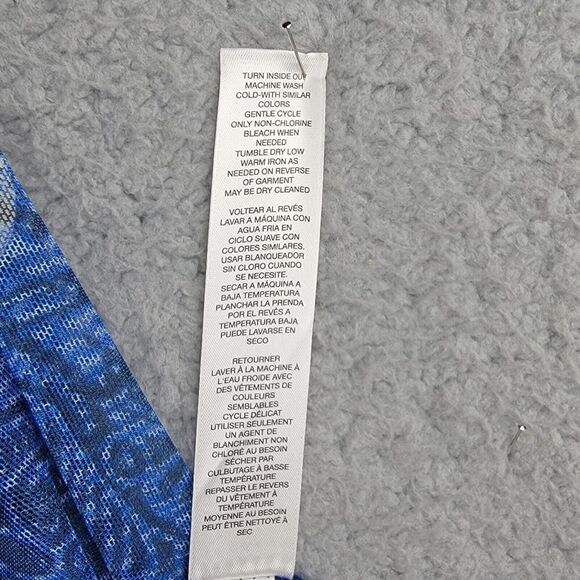 Chicos Blue Paisley Sheer Layered Tunic Top Size 0 Long Sleeve V Neck Flowy - Picture 6 of 13